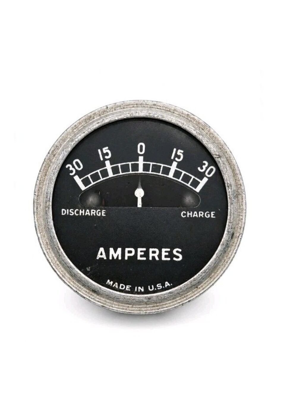 Vintage 30-0-30 Amp Ammeter Gauge Discharge Charge 2" Made in USA